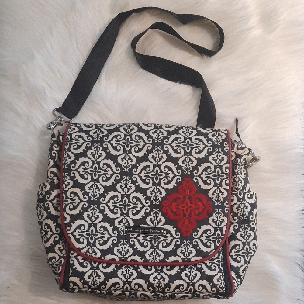 Elegant Black and White Patterned Petunia Pickle Bottom Tote Bag/diaper Bag